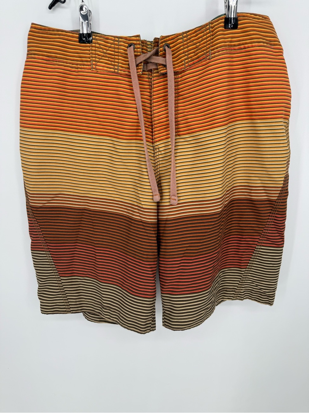 Old Navy Striped Board Shorts Men’s M Orange Surf Swim Trunks